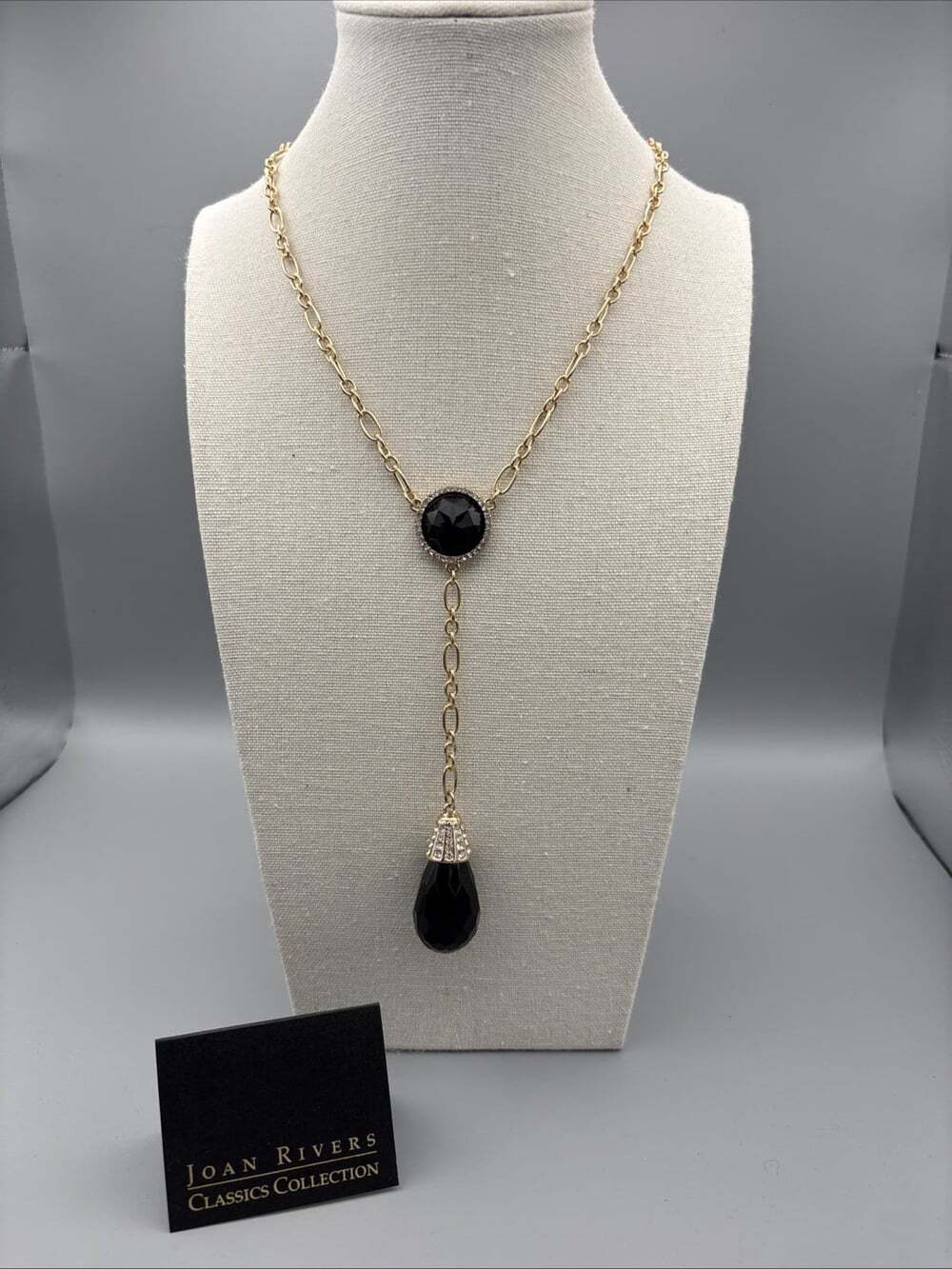 Joan Rivers Classics Collection Silver Tone And Black Pendant Necklace 16 - 20”